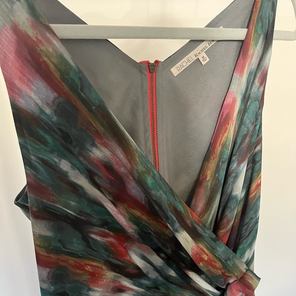 Rachel Roy Midi Wrap Assymetrical Watercolour dress - Picture 2 of 5